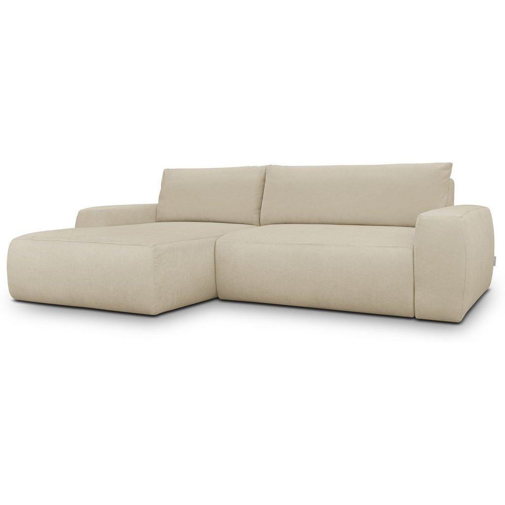 Sonny - Canapé d'Angle Gauche Convertible 3 Places en Tissu Chenille - Beige Foncé
