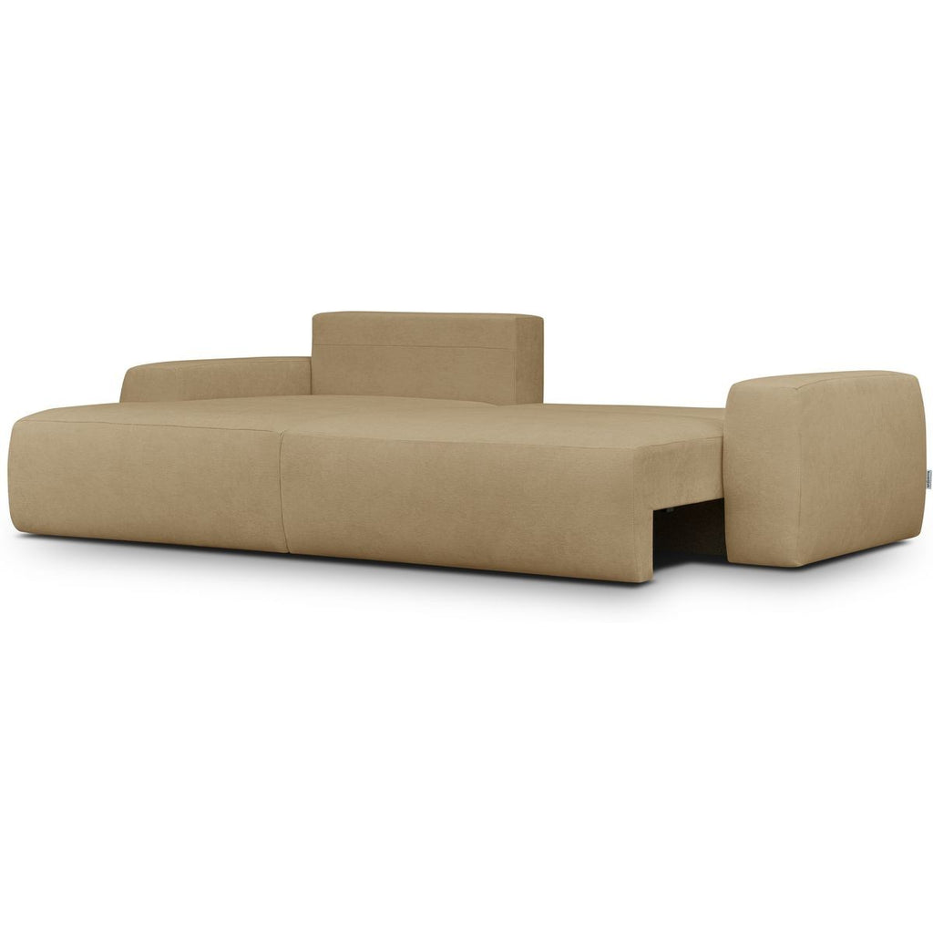 Sonny - Canapé d'Angle Gauche Convertible 3 Places en Tissu Chenille - Miel