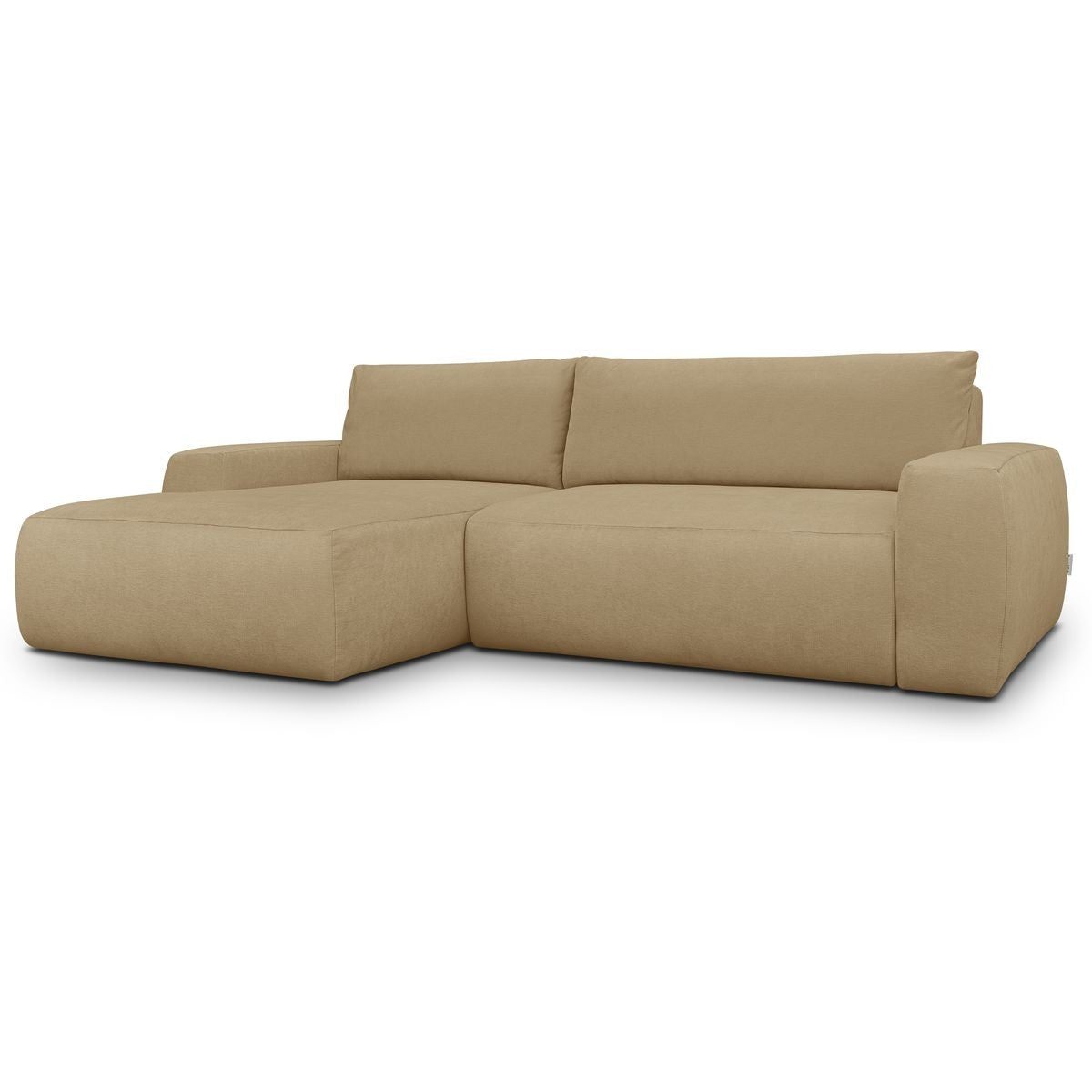 Sonny - Canapé d'Angle Gauche Convertible 3 Places en Tissu Chenille - Miel