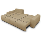 Sonny - Canapé d'Angle Gauche Convertible 3 Places en Tissu Chenille - Miel