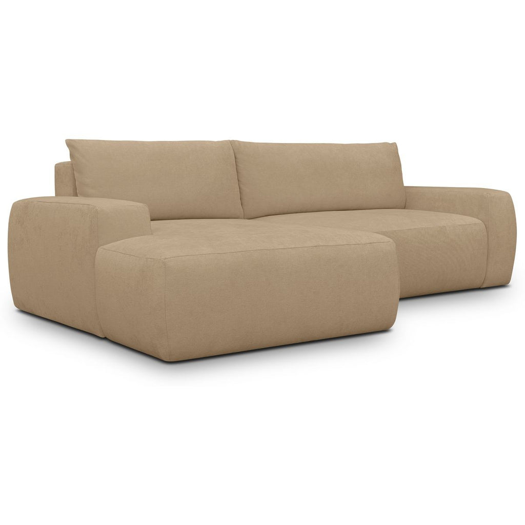 Sonny - Canapé d'Angle Gauche Convertible 3 Places en Tissu Chenille - Moka