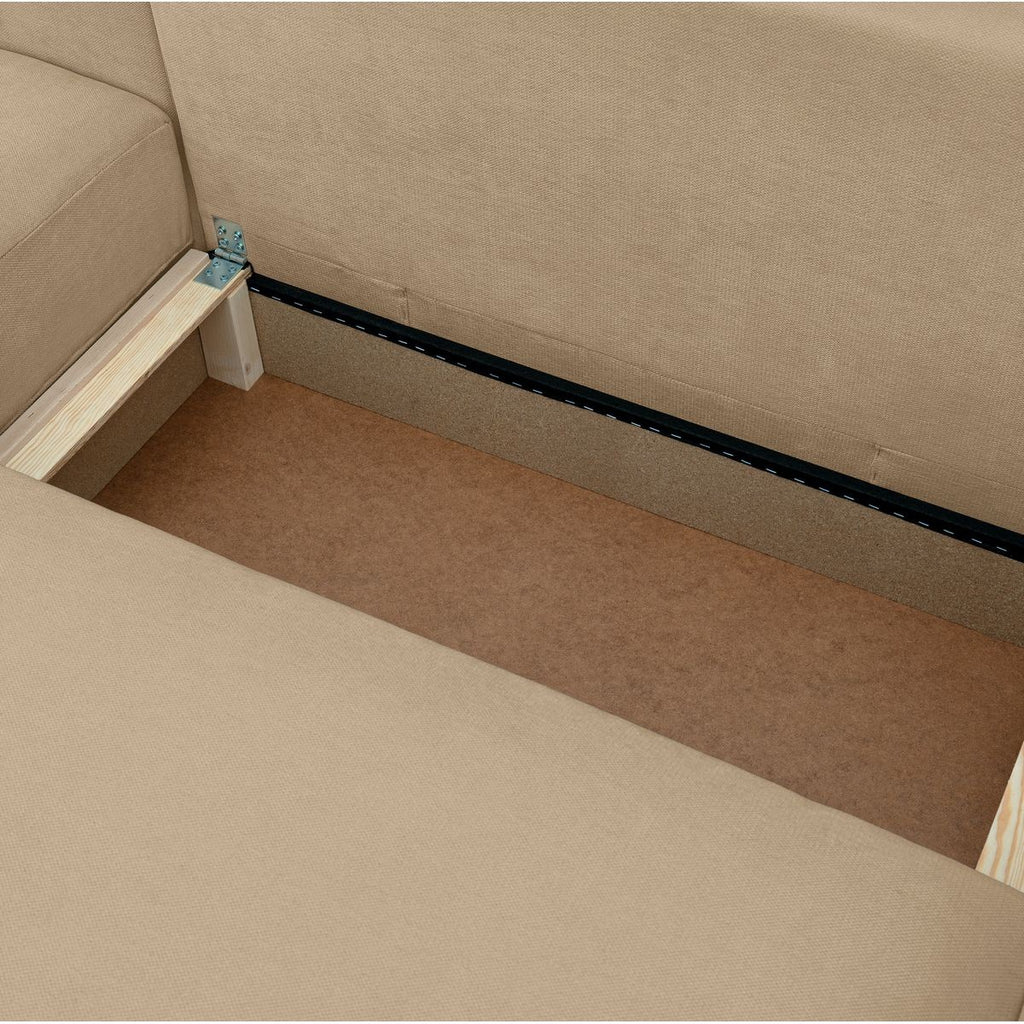 Sonny - Canapé d'Angle Gauche Convertible 3 Places en Tissu Chenille - Moka