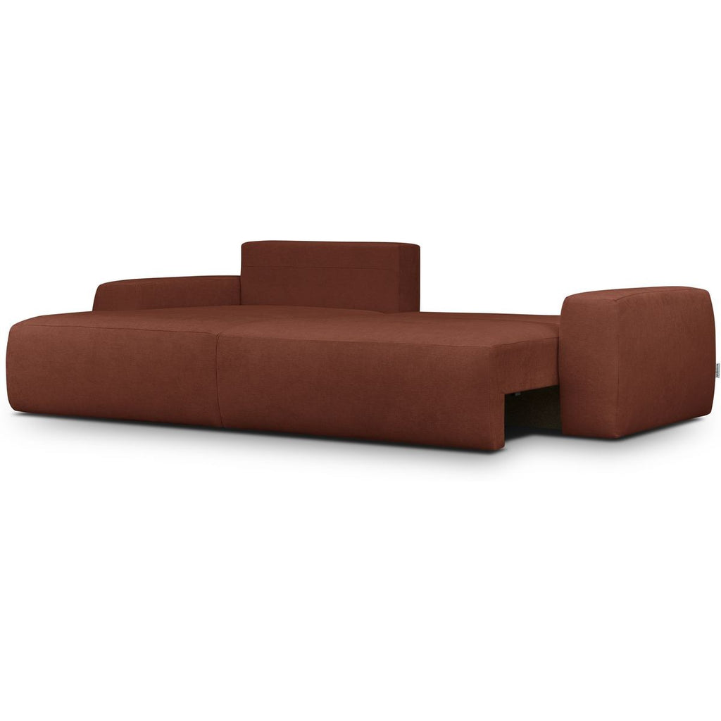 Sonny - Canapé d'Angle Gauche Convertible 3 Places en Tissu Chenille - Rouille Foncé