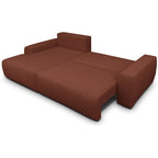 Sonny - Canapé d'Angle Gauche Convertible 3 Places en Tissu Chenille - Rouille Foncé