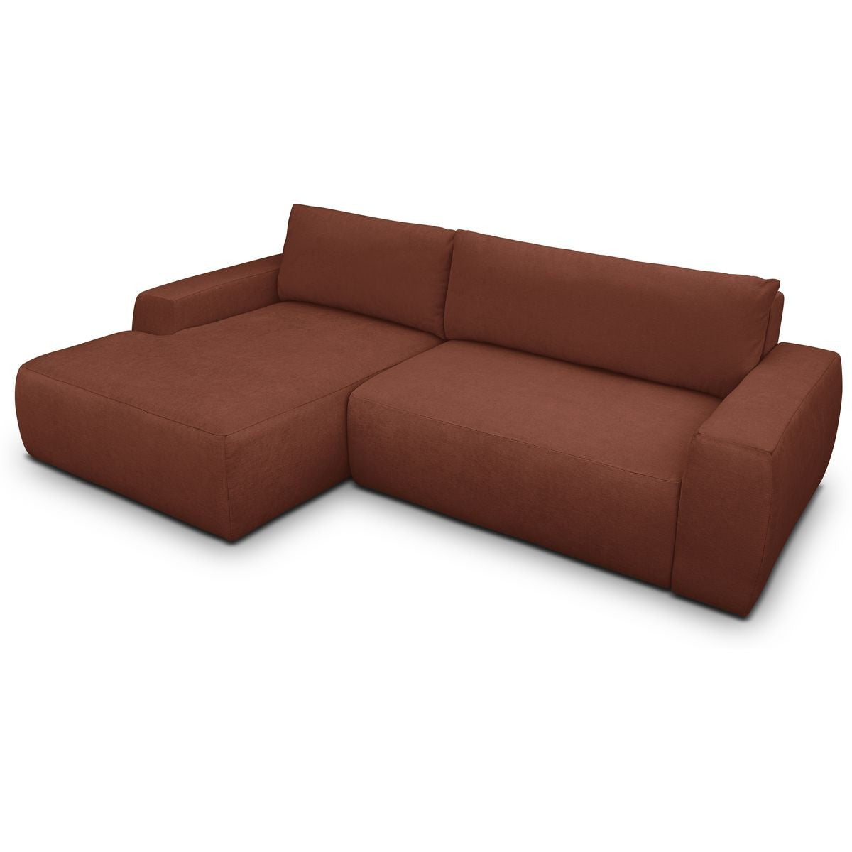 Sonny - Canapé d'Angle Gauche Convertible 3 Places en Tissu Chenille - Rouille Foncé