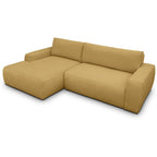 Sonny - Canapé d'Angle Gauche Convertible 3 Places en Tissu Chenille - Jaune Moutarde