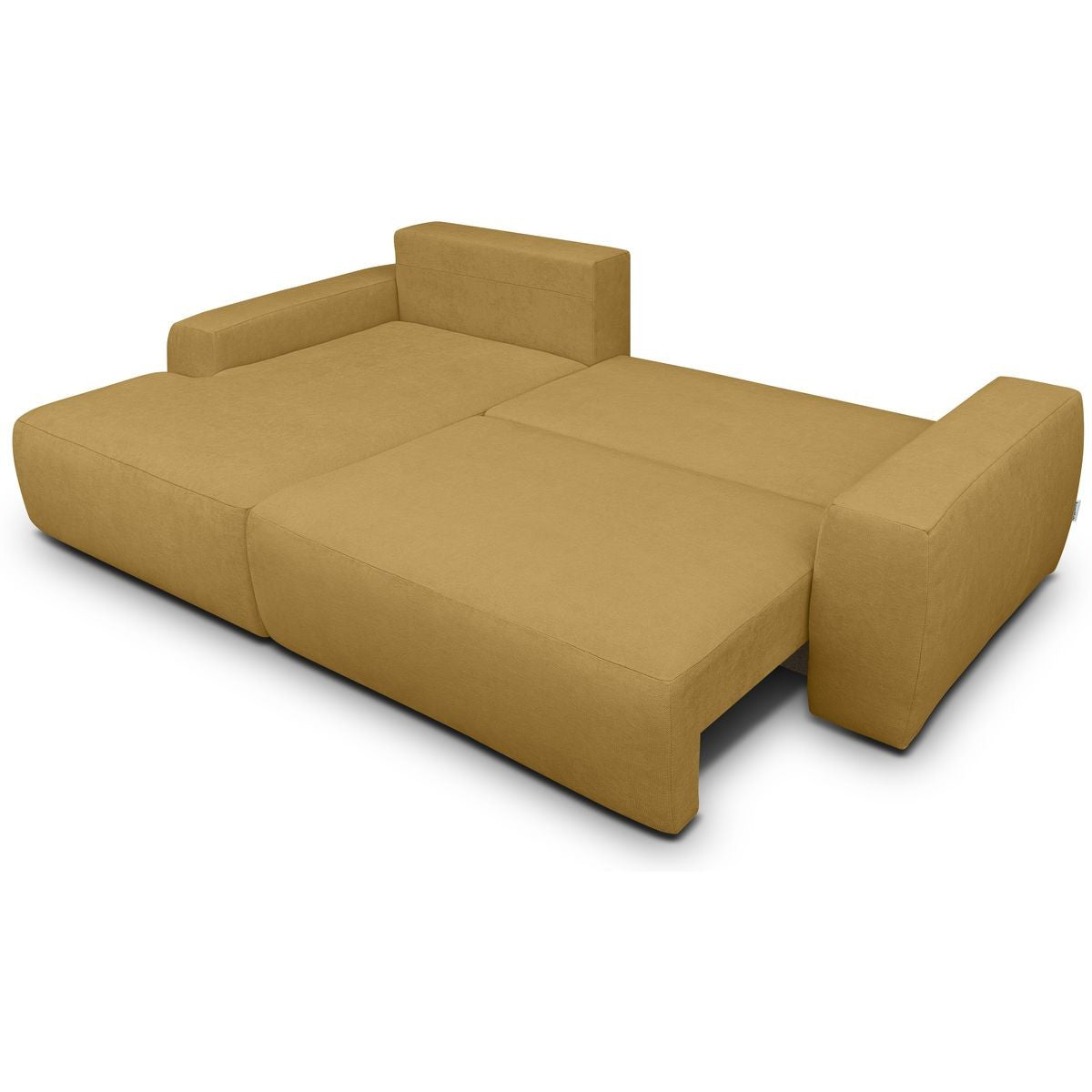 Sonny - Canapé d'Angle Gauche Convertible 3 Places en Tissu Chenille - Jaune Moutarde