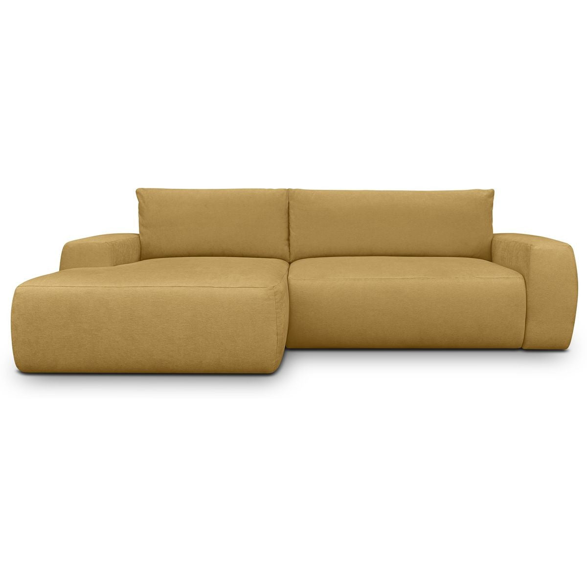 Sonny - Canapé d'Angle Gauche Convertible 3 Places en Tissu Chenille - Jaune Moutarde