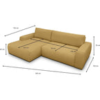 Sonny - Canapé d'Angle Gauche Convertible 3 Places en Tissu Chenille - Jaune Moutarde