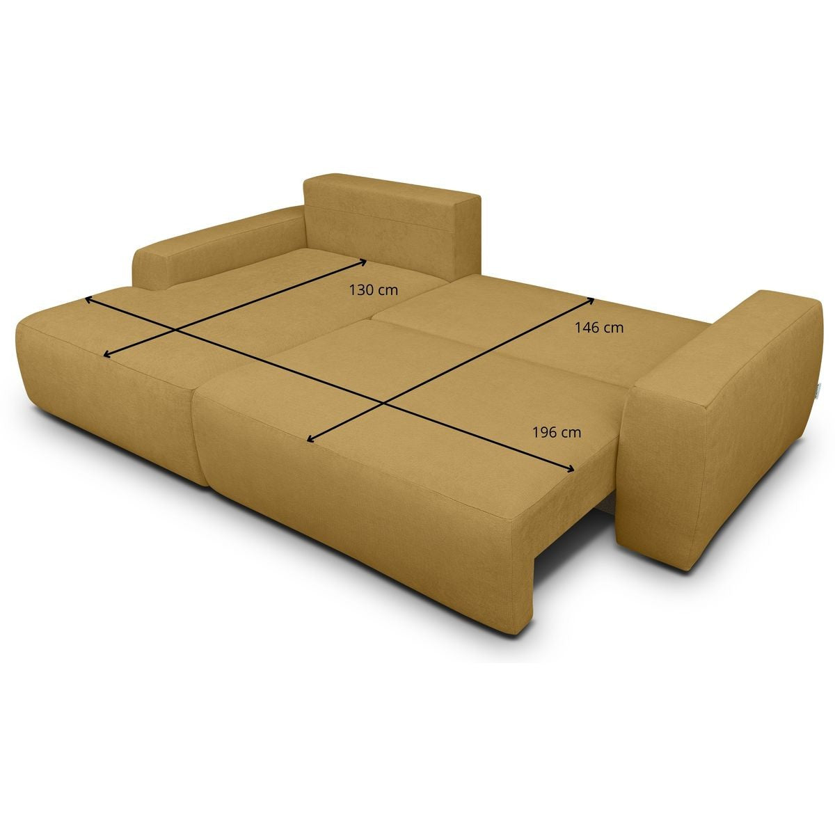 Sonny - Canapé d'Angle Gauche Convertible 3 Places en Tissu Chenille - Jaune Moutarde