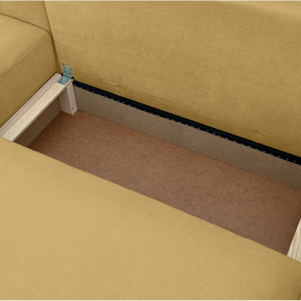 Sonny - Canapé d'Angle Gauche Convertible 3 Places en Tissu Chenille - Jaune Moutarde