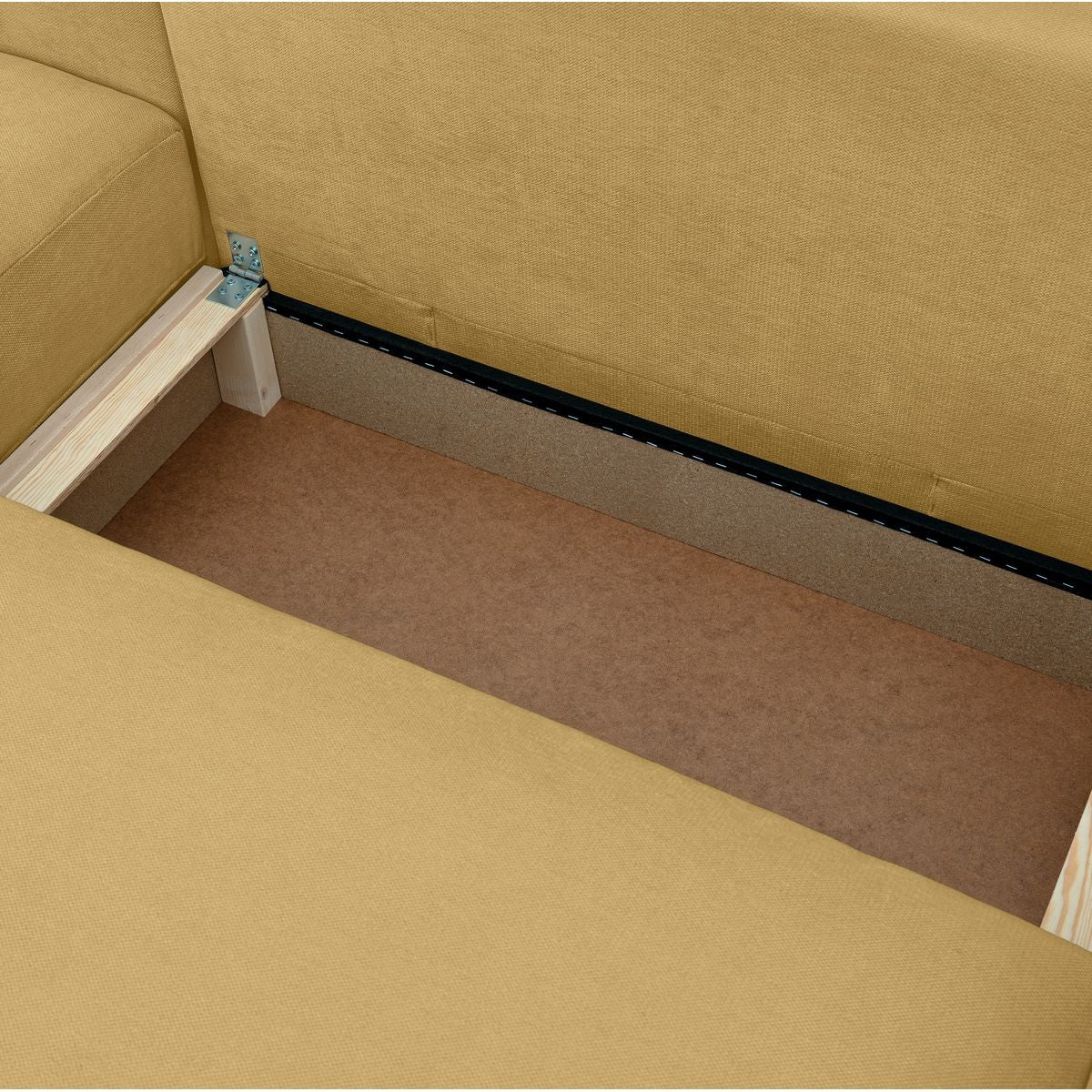 Sonny - Canapé d'Angle Gauche Convertible 3 Places en Tissu Chenille - Jaune Moutarde