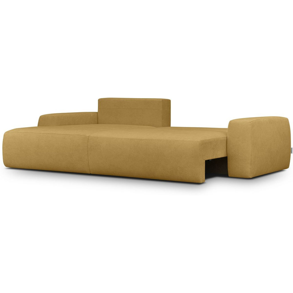Sonny - Canapé d'Angle Gauche Convertible 3 Places en Tissu Chenille - Jaune Moutarde