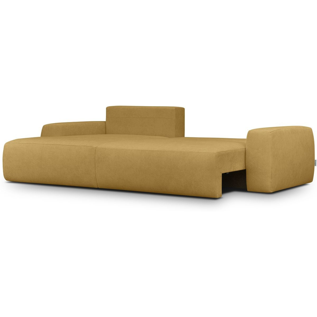 Sonny - Canapé d'Angle Gauche Convertible 3 Places en Tissu Chenille - Jaune Moutarde