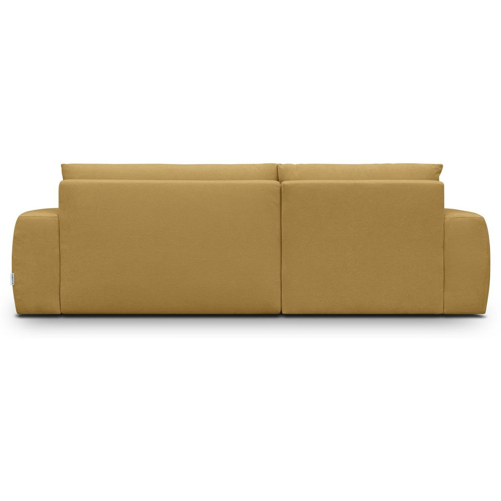 Sonny - Canapé d'Angle Gauche Convertible 3 Places en Tissu Chenille - Jaune Moutarde