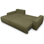 Sonny - Canapé d'Angle Gauche Convertible 3 Places en Tissu Chenille - Vert Kaki