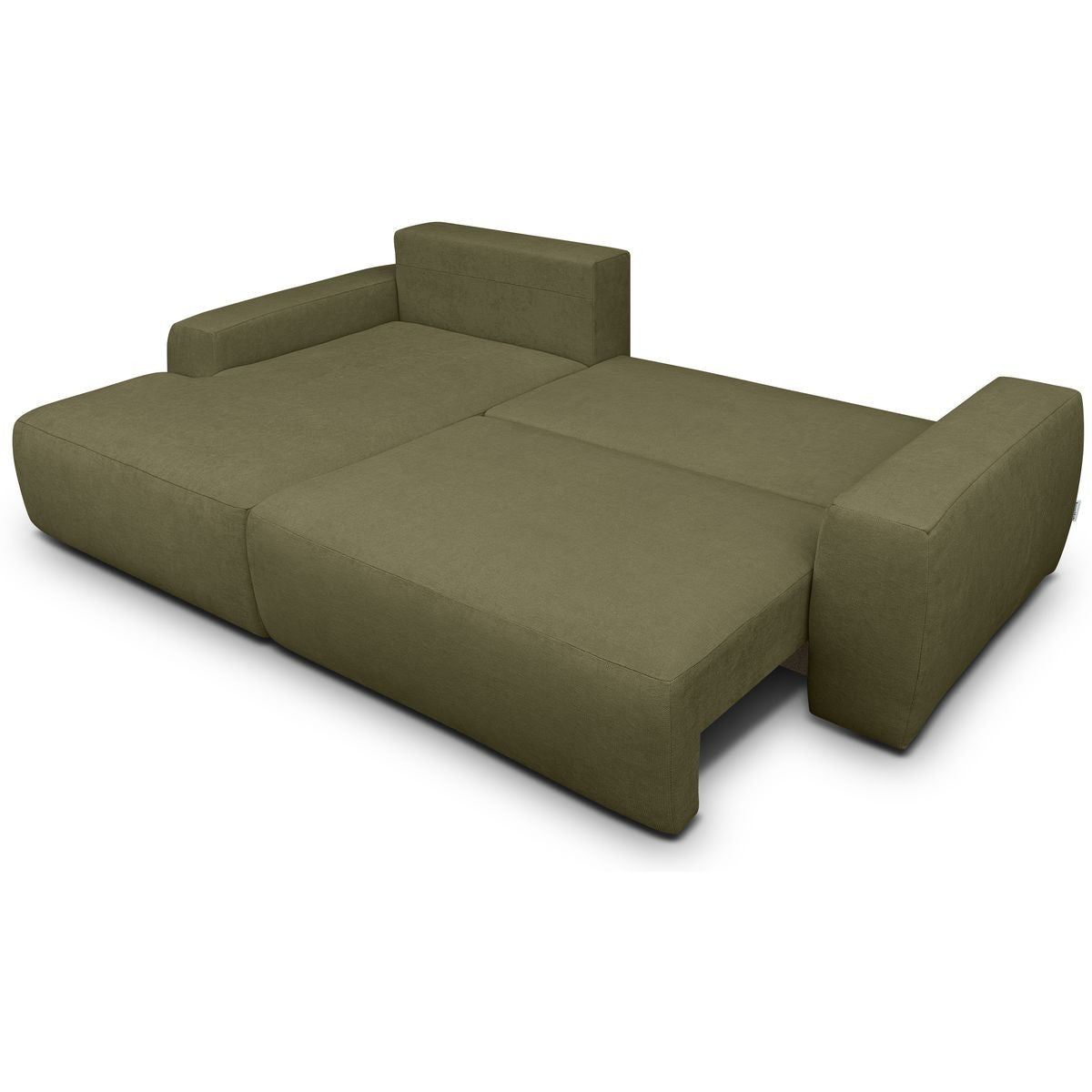 Sonny - Canapé d'Angle Gauche Convertible 3 Places en Tissu Chenille - Vert Kaki