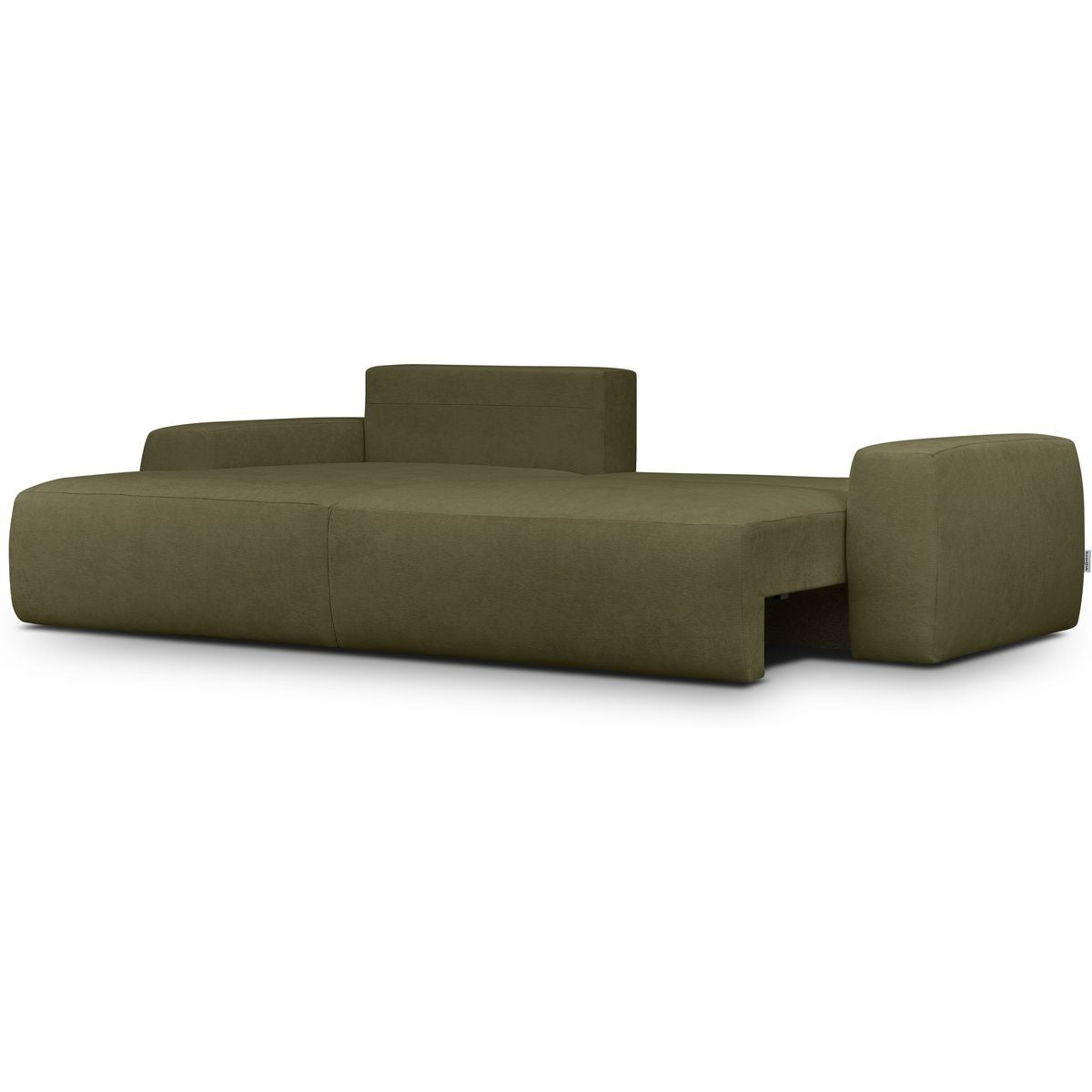 Sonny - Canapé d'Angle Gauche Convertible 3 Places en Tissu Chenille - Vert Kaki