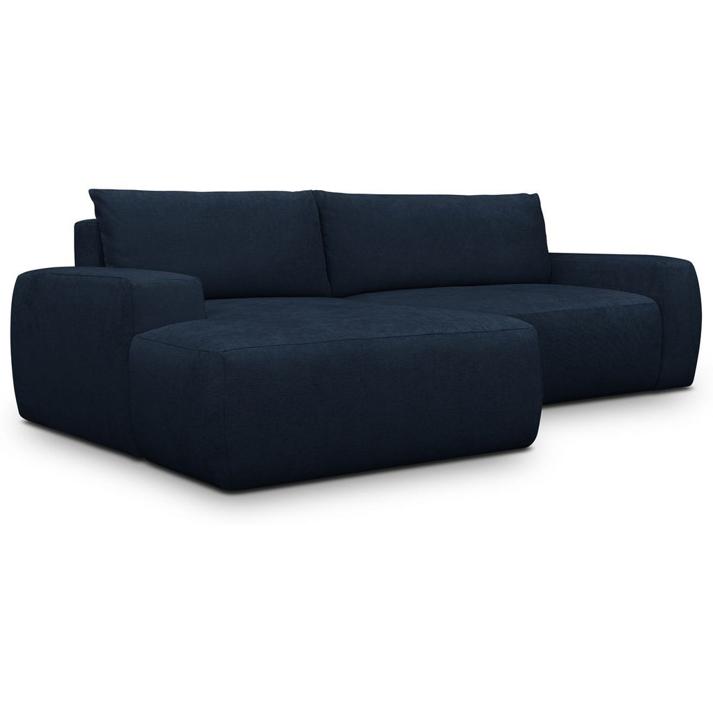 Sonny - Canapé d'Angle Gauche Convertible 3 Places en Tissu Chenille - Bleu Foncé