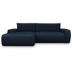 Sonny - Canapé d'Angle Gauche Convertible 3 Places en Tissu Chenille - Bleu Foncé