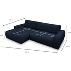 Sonny - Canapé d'Angle Gauche Convertible 3 Places en Tissu Chenille - Bleu Foncé