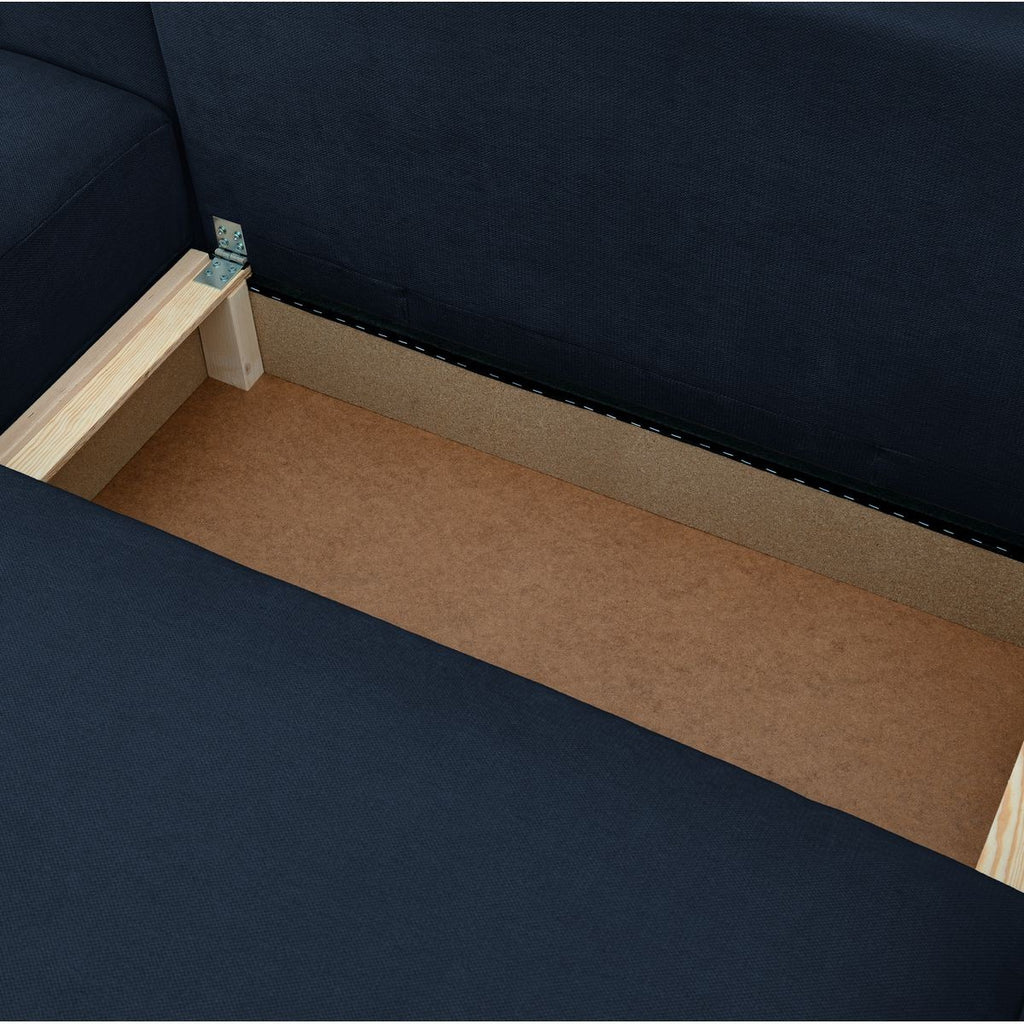 Sonny - Canapé d'Angle Gauche Convertible 3 Places en Tissu Chenille - Bleu Foncé