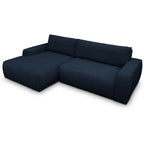 Sonny - Canapé d'Angle Gauche Convertible 3 Places en Tissu Chenille - Bleu Foncé