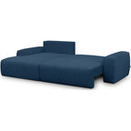 Sonny - Canapé d'Angle Gauche Convertible 3 Places en Velours Côtelé - Bleu