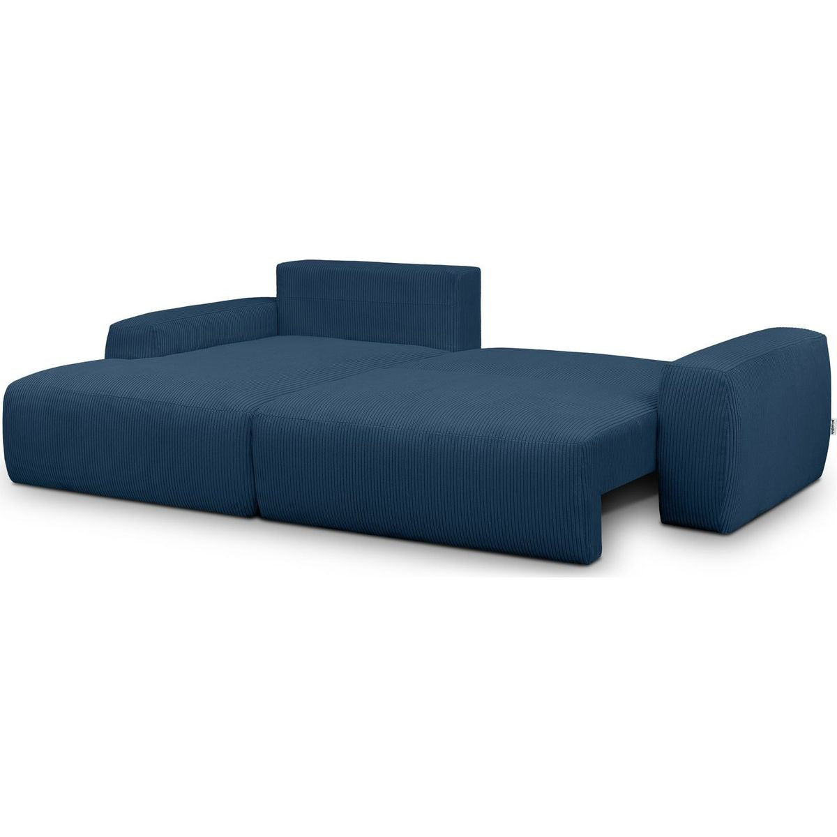Sonny - Canapé d'Angle Gauche Convertible 3 Places en Velours Côtelé - Bleu
