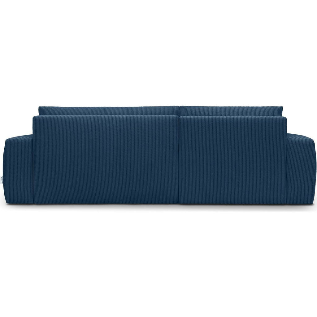 Sonny - Canapé d'Angle Gauche Convertible 3 Places en Velours Côtelé - Bleu