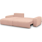Sonny - Canapé d'Angle Gauche Convertible 3 Places en Velours Côtelé - Rose Pâle