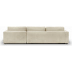 Robin - Canapé d'Angle Droit Convertible 5 Places en Velours Côtelé - Beige