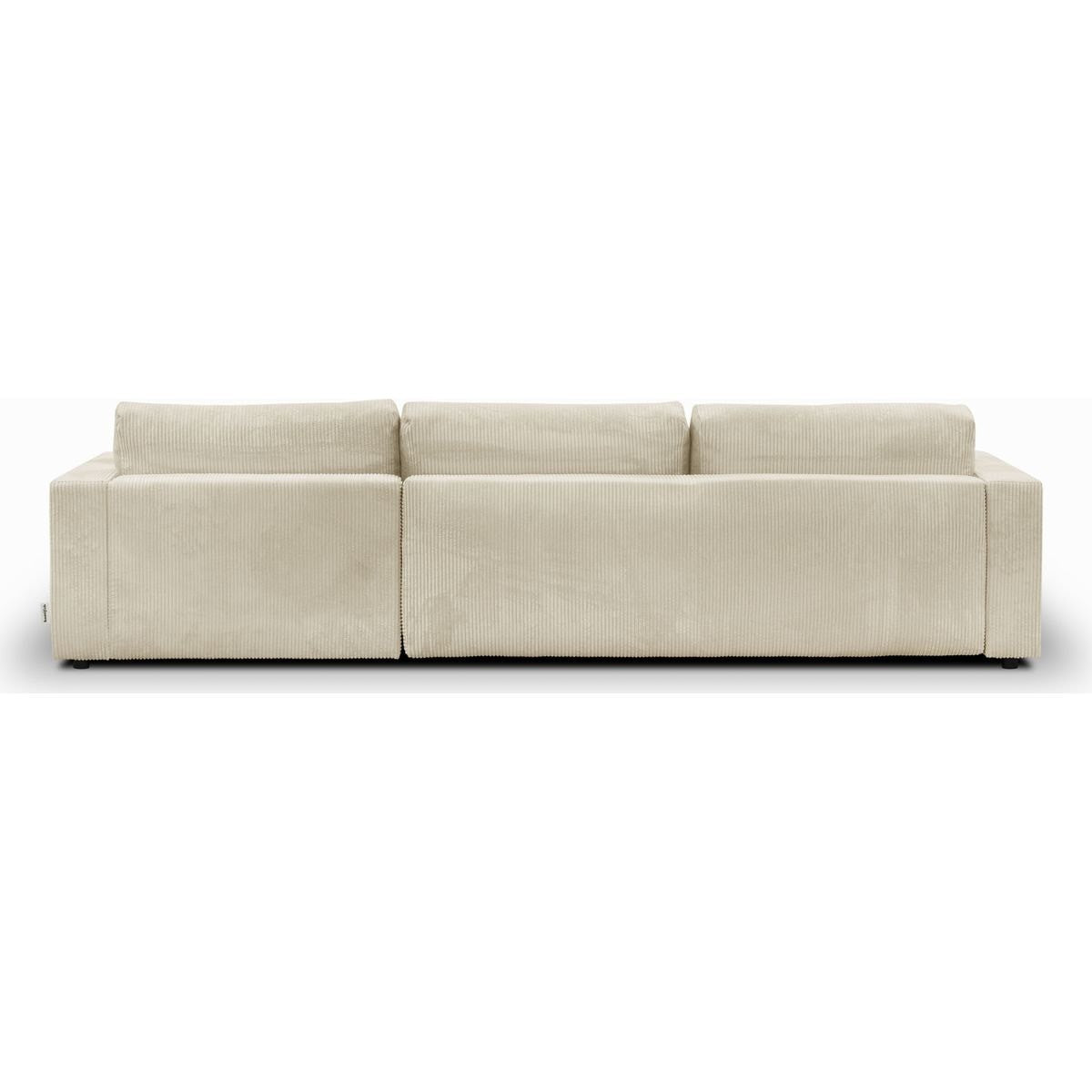 Robin - Canapé d'Angle Droit Convertible 5 Places en Velours Côtelé - Beige