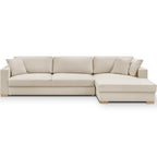 Robin - Canapé d'Angle à Droite Convertible 5 Places en Tissu Chenille - Beige