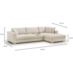Robin - Canapé d'Angle à Droite Convertible 5 Places en Tissu Chenille - Beige
