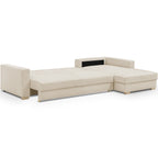 Robin - Canapé d'Angle à Droite Convertible 5 Places en Tissu Chenille - Beige