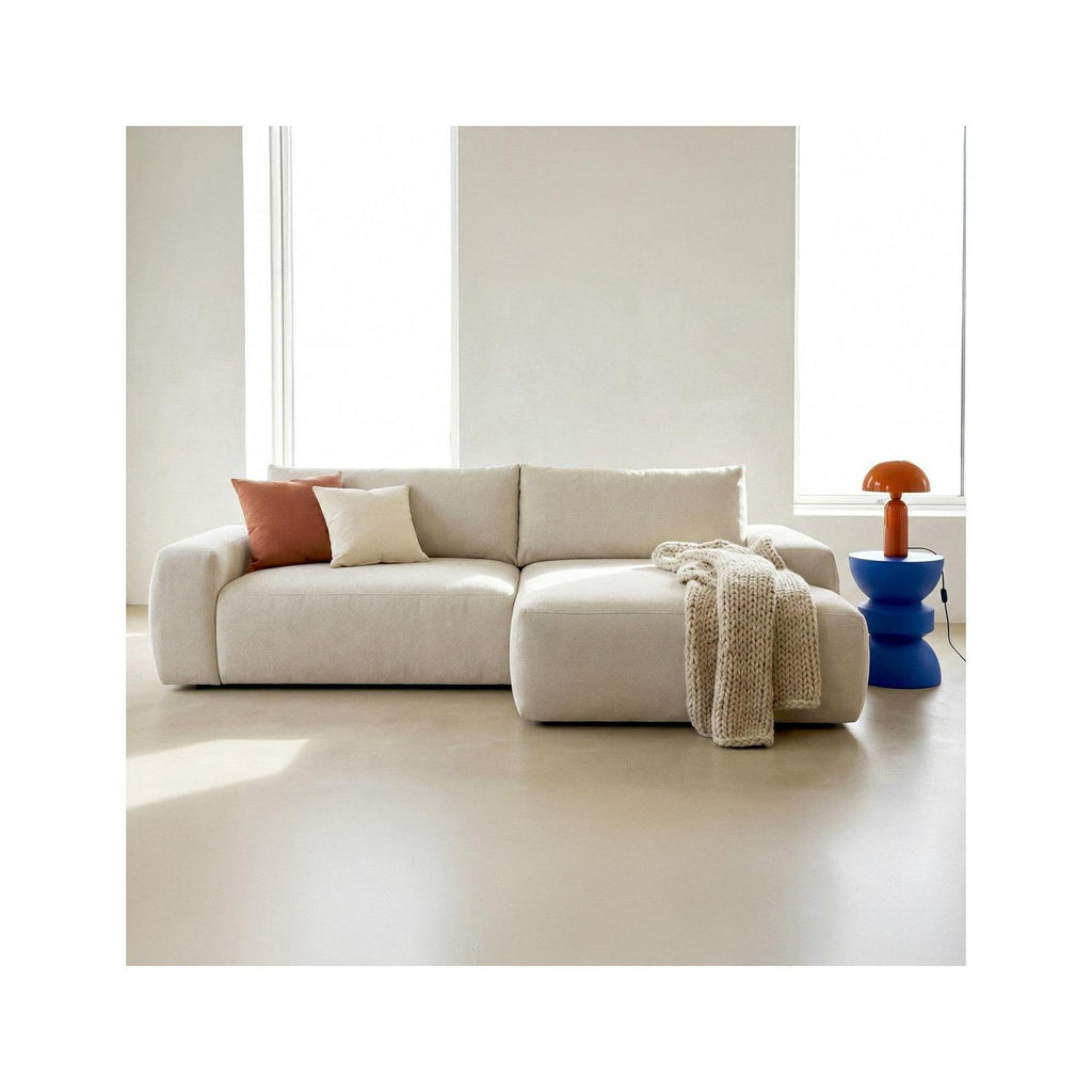 Sonny - Canapé d'Angle Droit Convertible 3 Places en Tissu Chenille - Beige