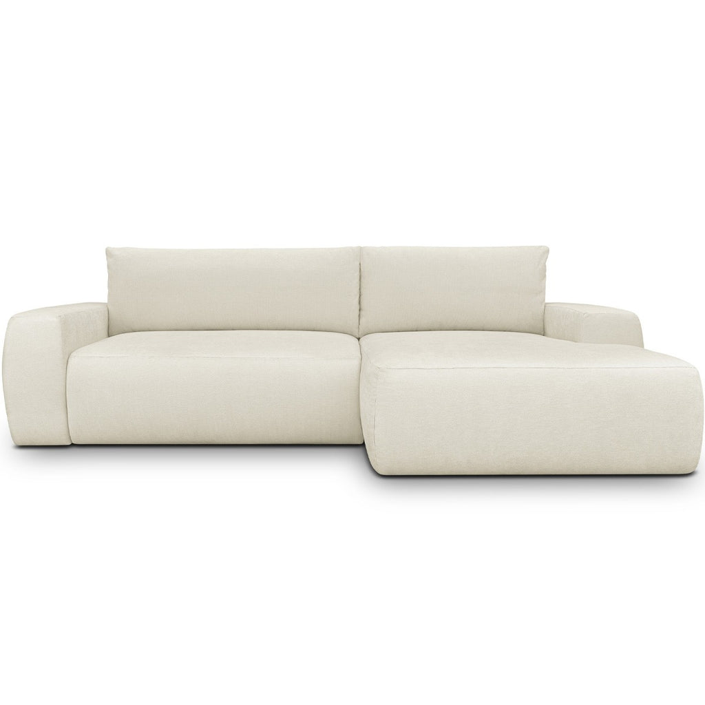 Sonny - Canapé d'Angle Droit Convertible 3 Places en Tissu Chenille - Beige