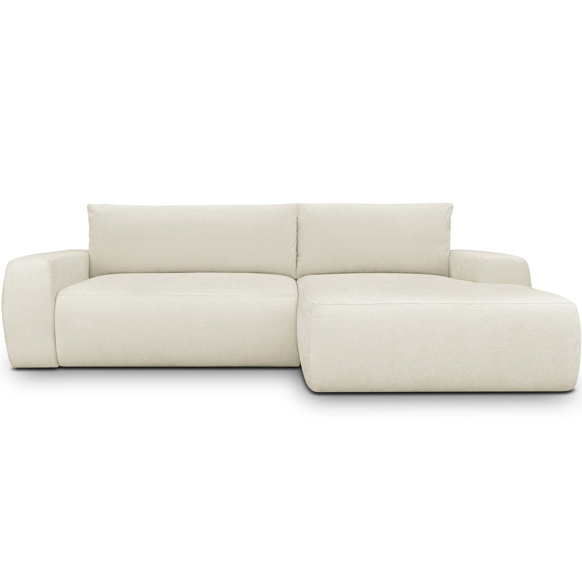 Sonny - Canapé d'Angle Droit Convertible 3 Places en Tissu Chenille - Beige