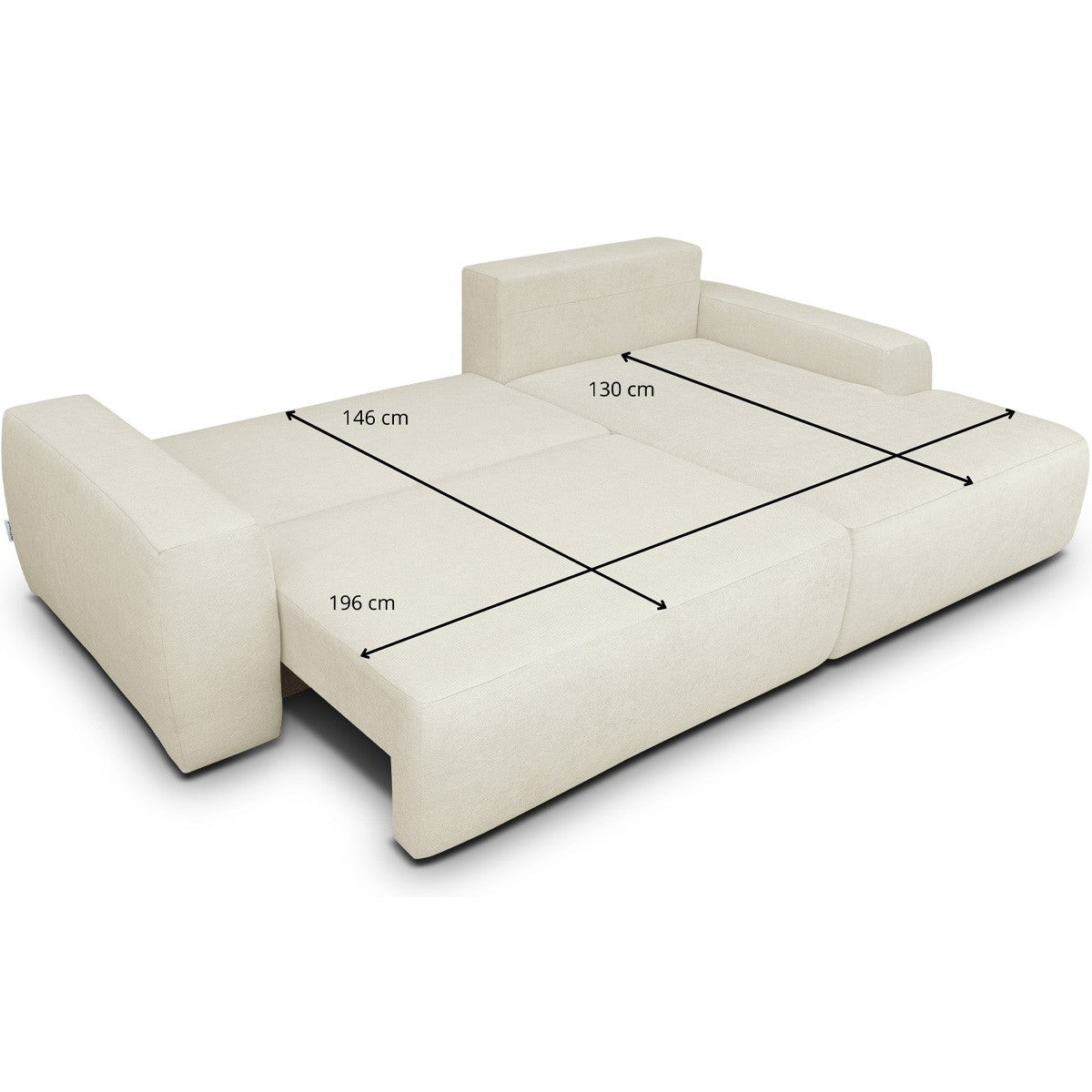 Sonny - Canapé d'Angle Droit Convertible 3 Places en Tissu Chenille - Beige