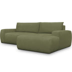 Sonny - Canapé d'Angle Droit Convertible 3 Places en Tissu Chenille - Vert Olive