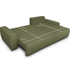 Sonny - Canapé d'Angle Droit Convertible 3 Places en Tissu Chenille - Vert Olive