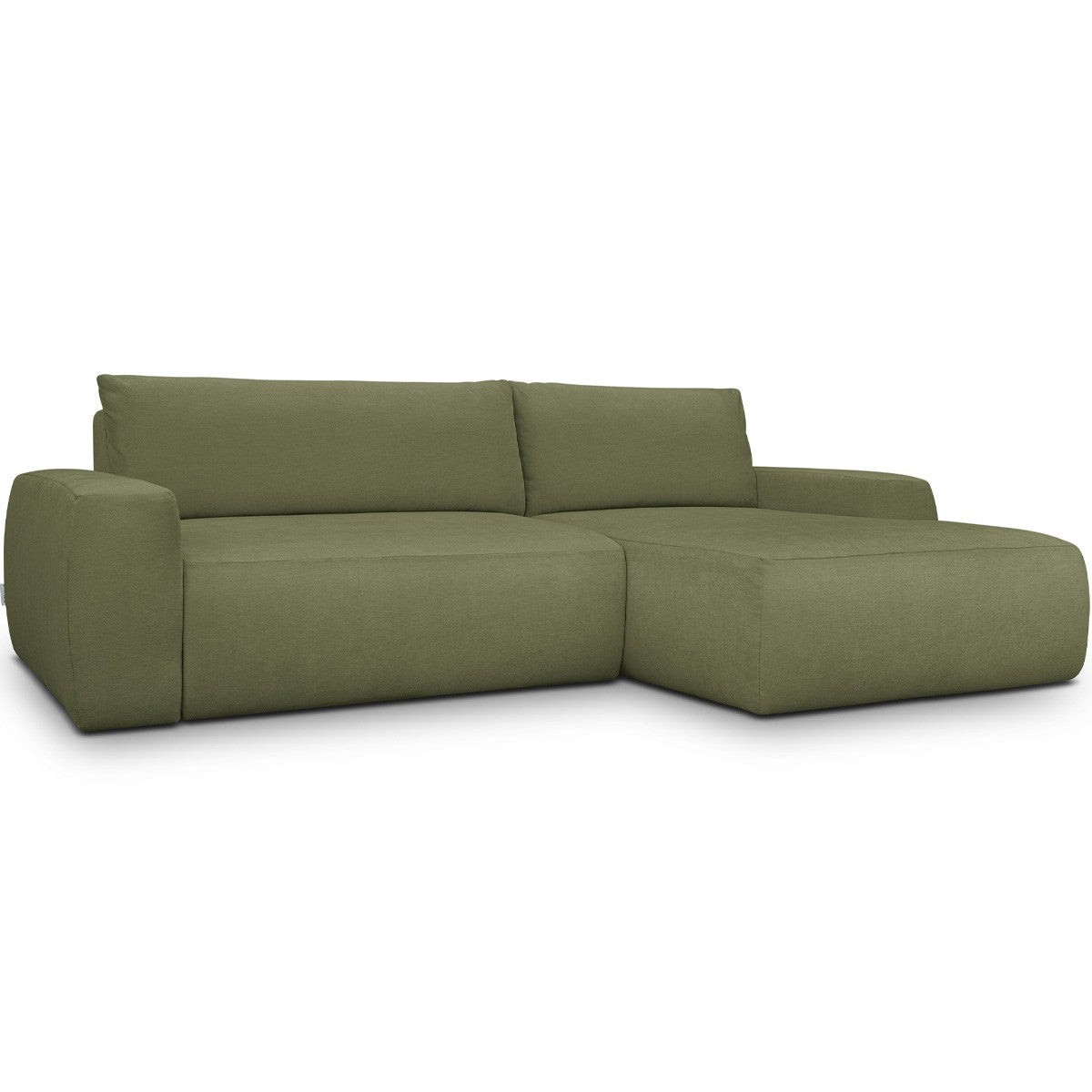 Sonny - Canapé d'Angle Droit Convertible 3 Places en Tissu Chenille - Vert Olive