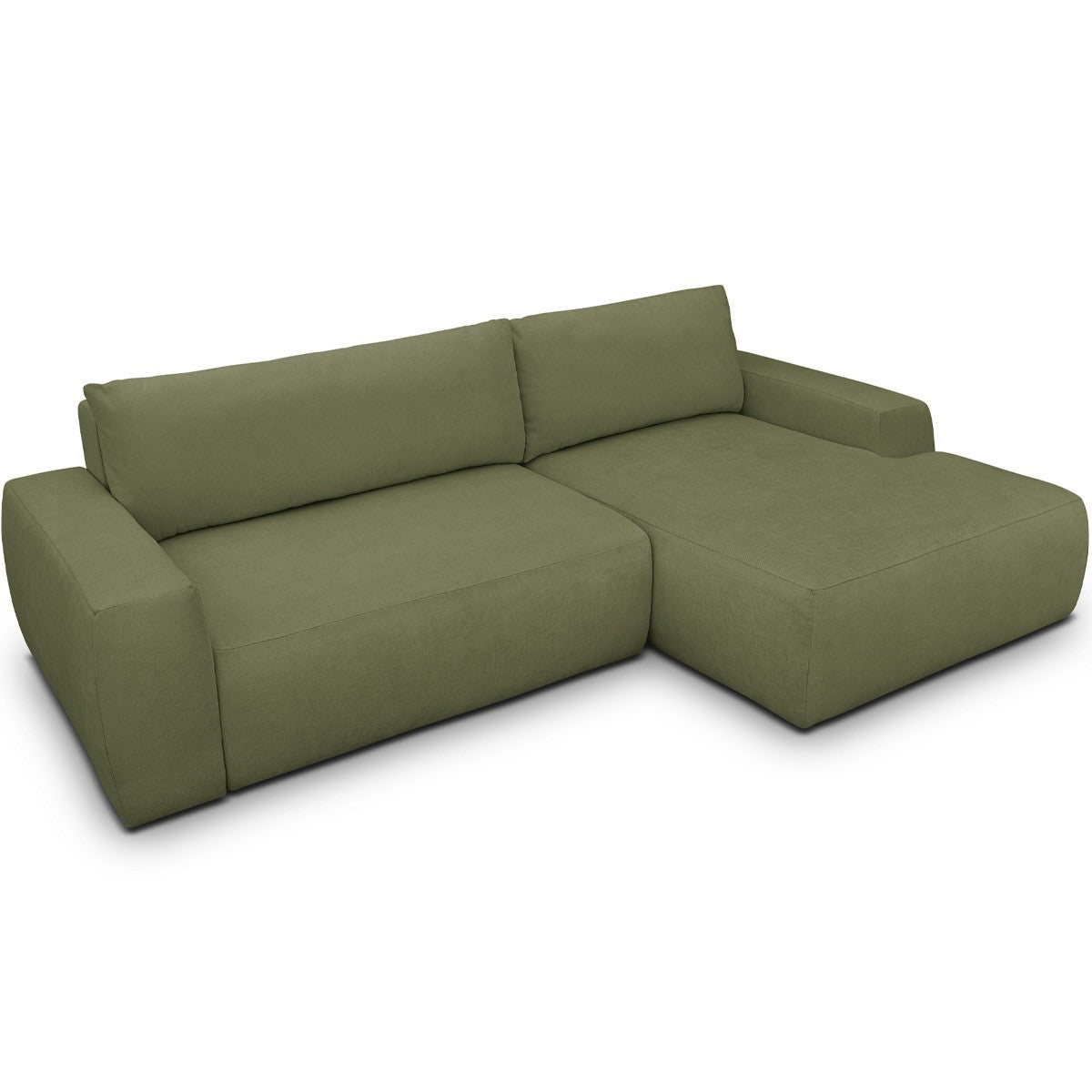 Sonny - Canapé d'Angle Droit Convertible 3 Places en Tissu Chenille - Vert Olive