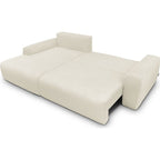 Sonny - Canapé d'Angle Droit Convertible 3 Places en Velours Côtelé - Beige
