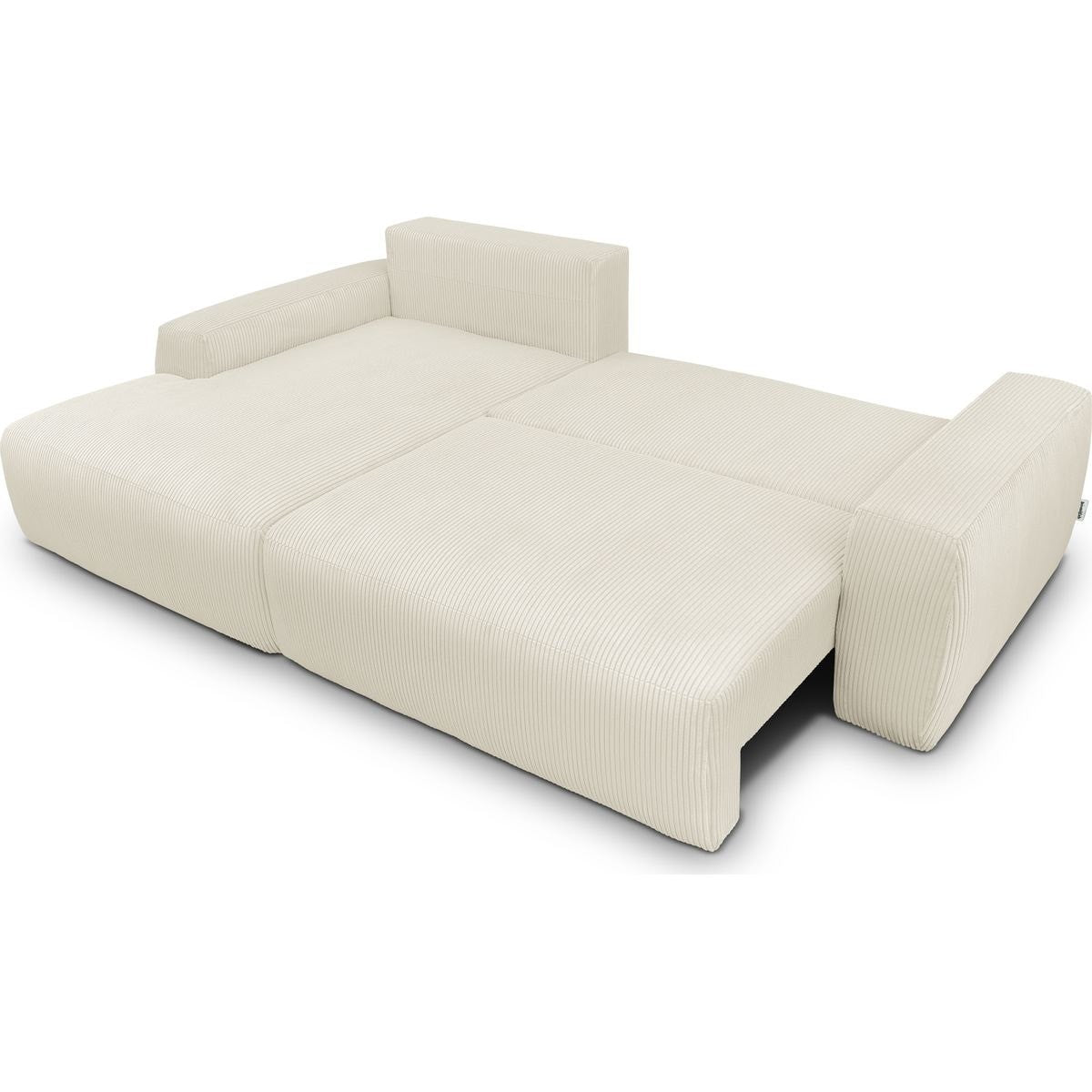 Sonny - Canapé d'Angle Droit Convertible 3 Places en Velours Côtelé - Beige