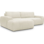 Sonny - Canapé d'Angle Droit Convertible 3 Places en Velours Côtelé - Beige