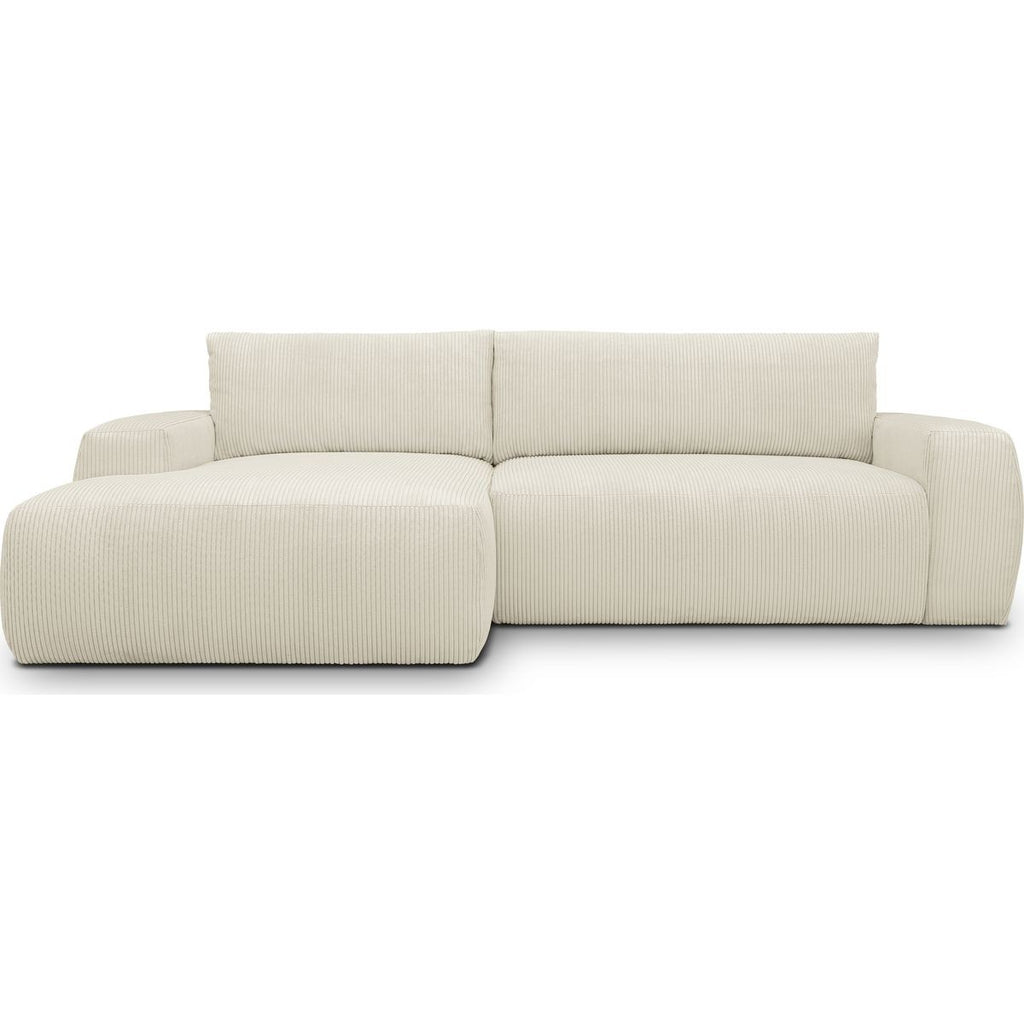 Sonny - Canapé d'Angle Droit Convertible 3 Places en Velours Côtelé - Beige