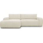 Sonny - Canapé d'Angle Droit Convertible 3 Places en Velours Côtelé - Beige