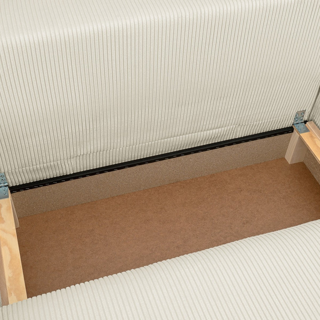 Sonny - Canapé d'Angle Droit Convertible 3 Places en Velours Côtelé - Beige